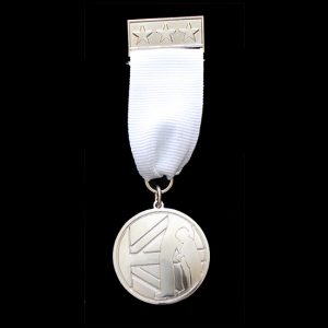 Little Troopers Medal 32mm Silver Frosted/Polished Military Medal with white ribbon