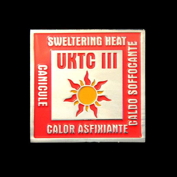 UKTC Commemorative Square Coins - 40mm Silver Enamelled Coin in Red featuring Sweltering Heat Message for UKTC III Naf Challenge