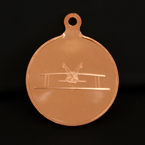 Reverse of 50mm bronze British Aerobatics Association Sports Medals produced by Medals UK
