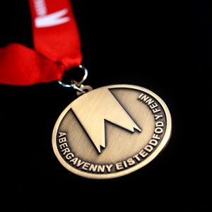 Abergavenny Eisteddfod Award Medals - 50mm Gold Antique Smooth Sports Pendant Obverse - by Medals UK