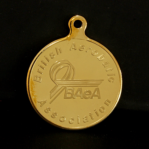 British Aerobatics Association Sports Medals in gold with bright minted finish