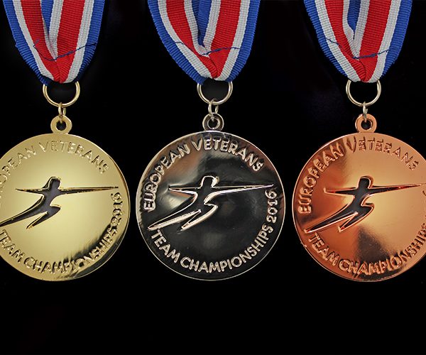 The 60mm European Veterans Fencing Team Championship Sports Medals were produced in gold