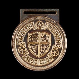 Amateur Swimming Association sports medal 38mm gold frosted/polished - ASA Crest - Medals UK