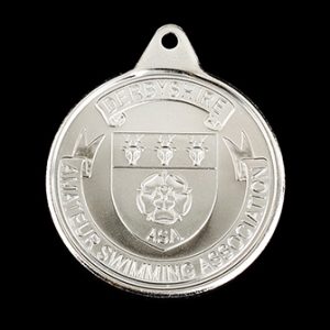 Derbyshire ASA Amateur Swimming Association sports medal - 38mm Silver Minted Derbyshire ASA Crest Sports Medal - Medals UK