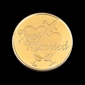 Just Married Commemorative coin - 38mm Gold Minted - by Medals UK
