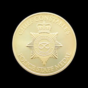 Staffordshire Police Service Medal - 38mm gold minted Chief Constables Anniversary Medal - by Medals UK
