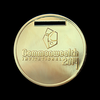 Scottish Gymnastics 50mm Gold Polished Commonwealth Invitational 2014 Sports Medal