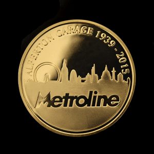 Metroline Commemorative Coin custom made to be awarded to best London Garage 2015 by Medals UK