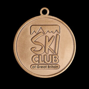 Ski Club GB Sports Medal - 38mm gold antique custom made sports medal - Medals UK