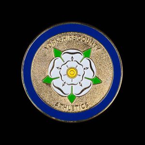 Yorkshire County Athletics Sports Medals - 50mm gold enamelled frosted polished custom made sports medal - Medals UK