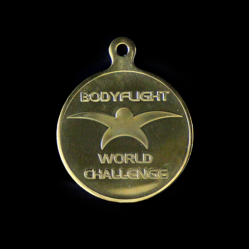 Body Flight World Challenge Winners Medals in Gold to commemorative winners of the 2016 indoor skydiving event.