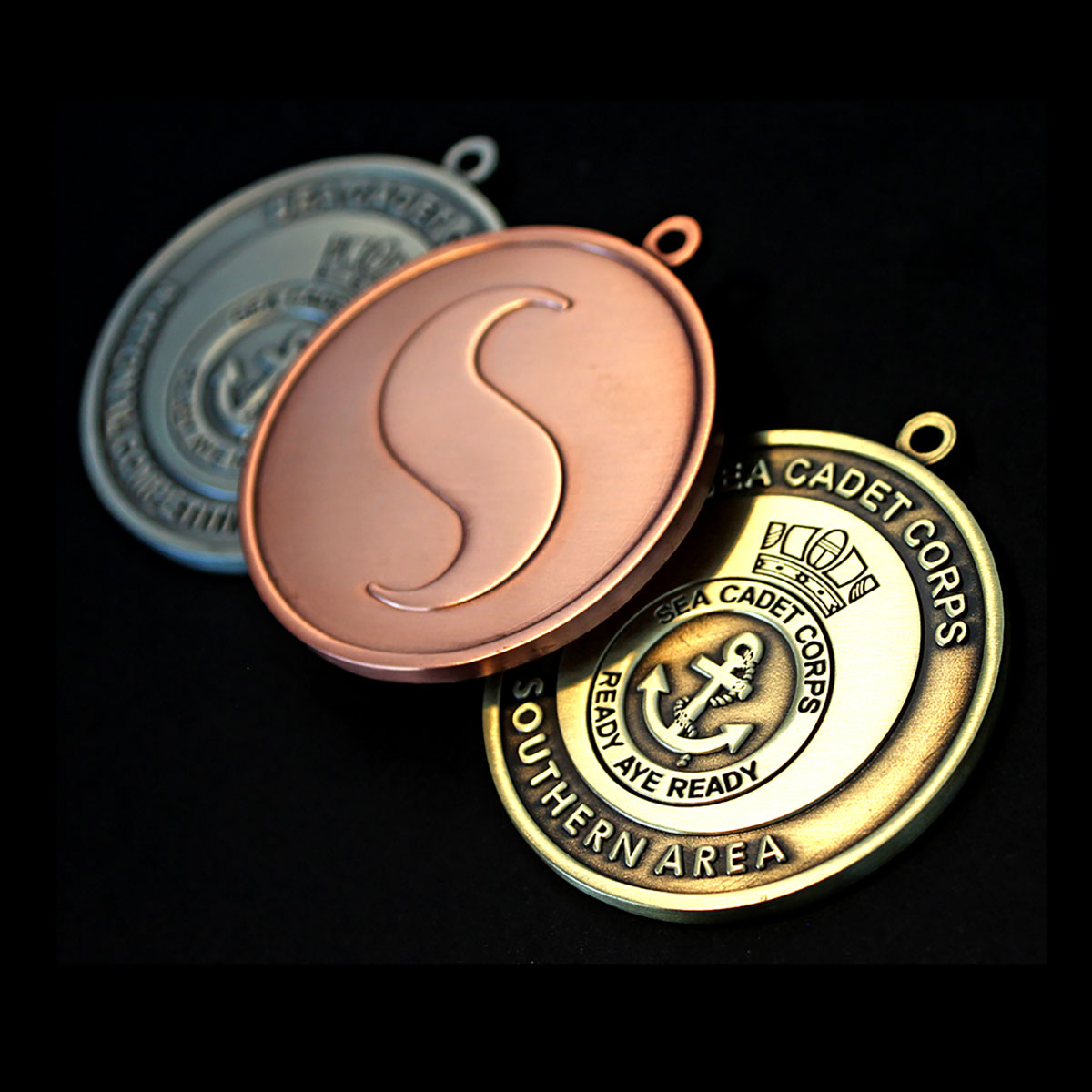Gold Silver and Bronze Sea Cadet Corp National Competitive Events Awards Medals Obverse and Reverse
