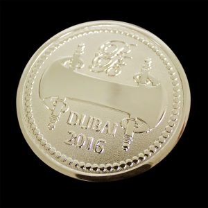 Reverse of Commemorative coin for Royal Bridges was custom made by Medals UK to celebrate the 2016 Convergence in Dubai in gold