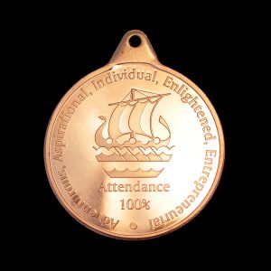 Galleywall Academy Education Attendance Medals - 38mm Bronze Minted Bright Pendant for 100% Attendance by Medals UK