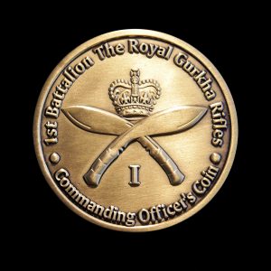 Royal Gurkha Rifles Military Coin - 50mm Gold Antique Colour Medal - Commanding Officer's Coin Reverse
