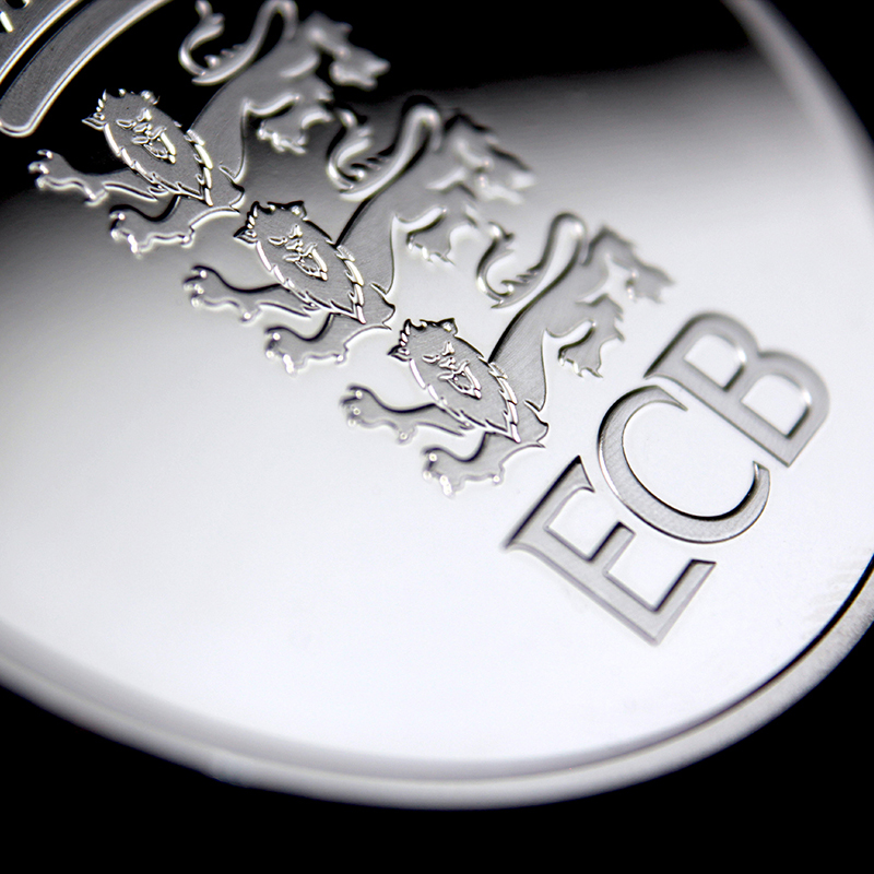 Close up of the front of the England and Wales Cricket Board Commemorative Coins