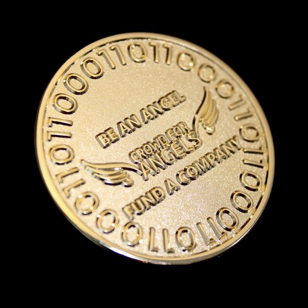 38mm Angel Commemorative Coin - Gold Frosted Colour - One Angel Coin for Crowd for Angels Limited Rev